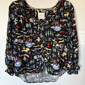 Emily Isabella For Anthropologie Whimsy Print Blouse Size Medium